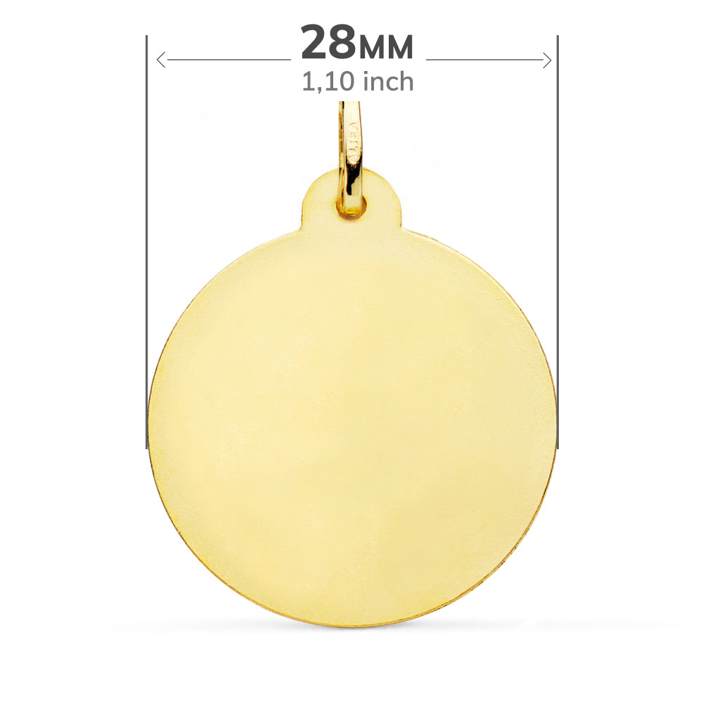 Medalla Virgen Caridad del Cobre Tallada 28 mm de oro amarillo 18K
