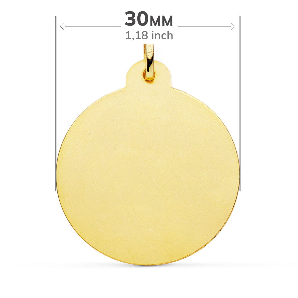 Medalla Cristo Sagrado Corazon de Jesus Bisel 30 mm de oro amarillo 18K