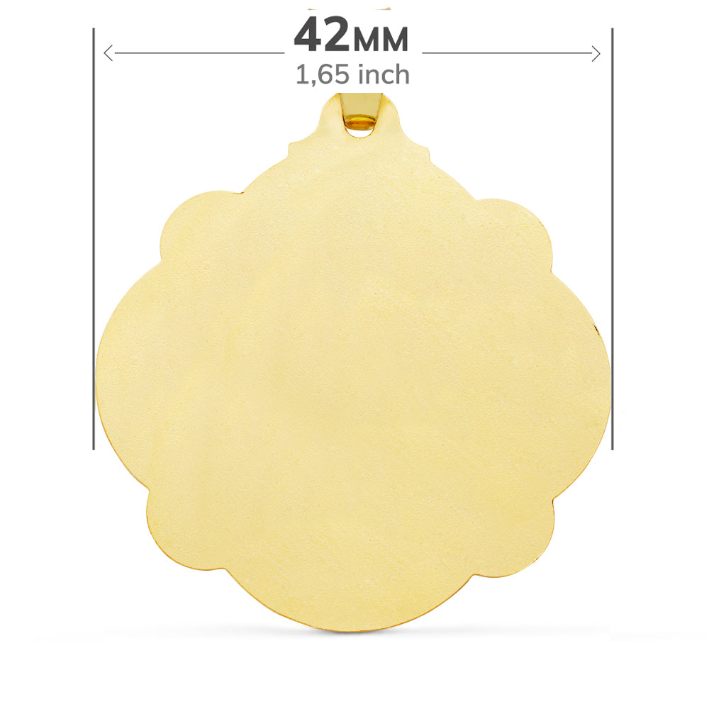 Medalla Virgen del Carmen Pandereta 42 mm de oro amarillo 18K