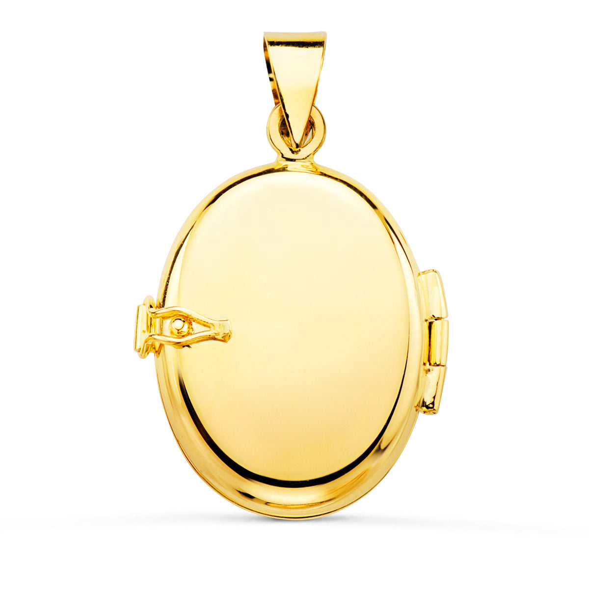 Guardapelo Dije Portafotos Oval Labrado. 26 x 21 mm de oro amarillo 18K