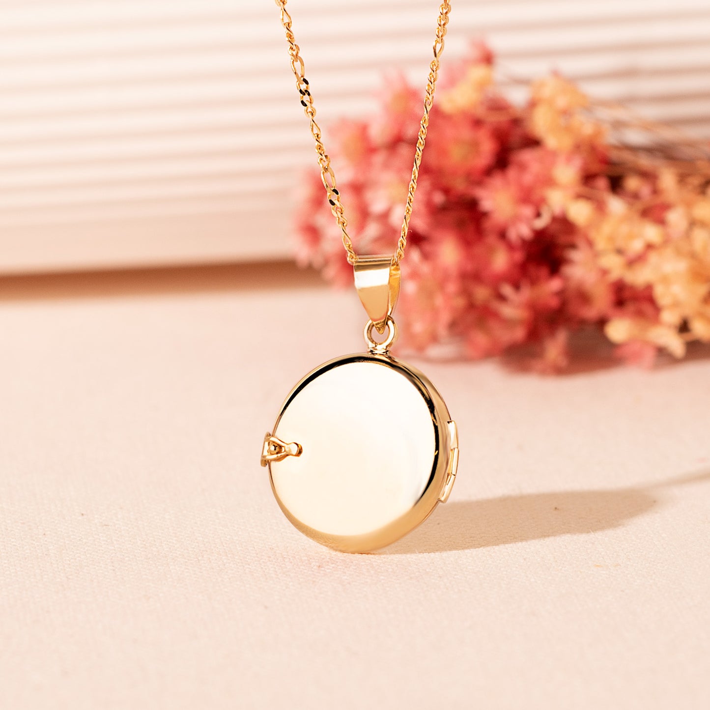 18K GUARDAPELO DIJE PORTAFOTOS ORO AMARILLO REDONDO LISO 21 MM