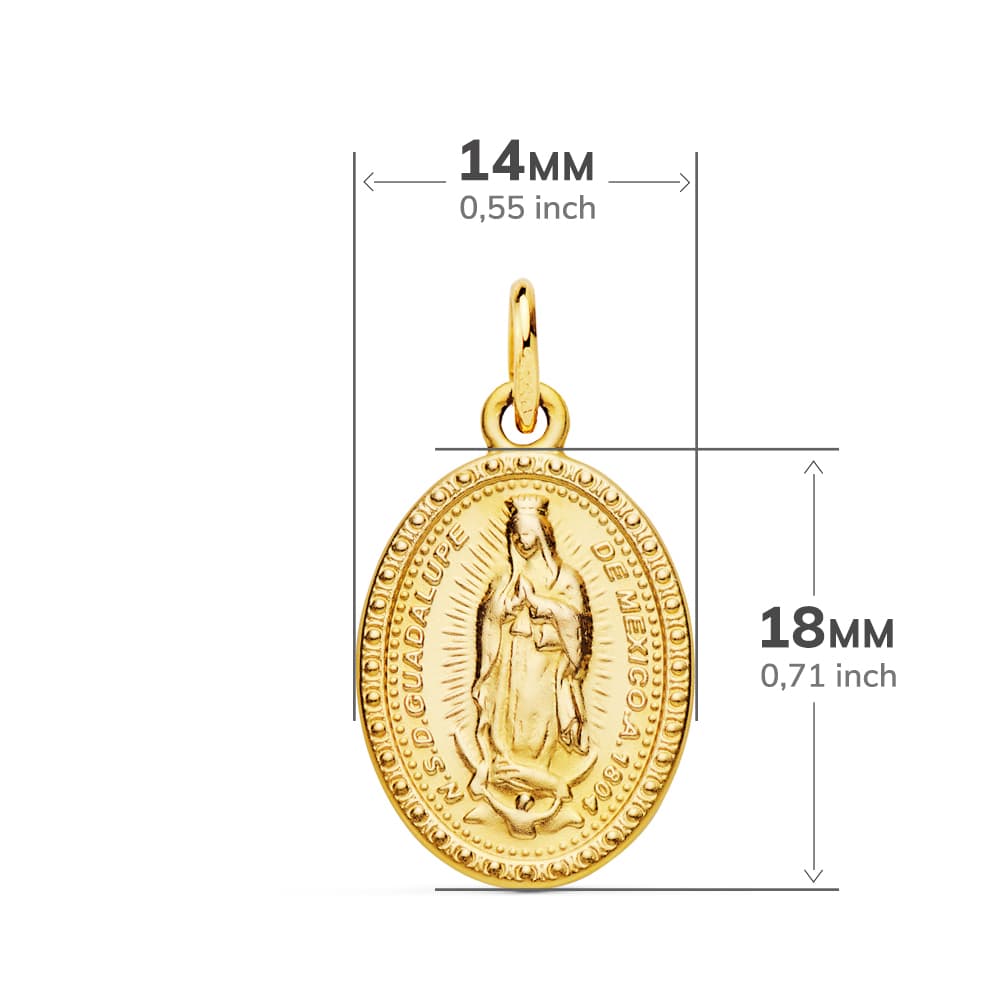18K MEDALLA ORO AMARILLO VIRGEN DE GUADALUPE OVAL 18X14 MM