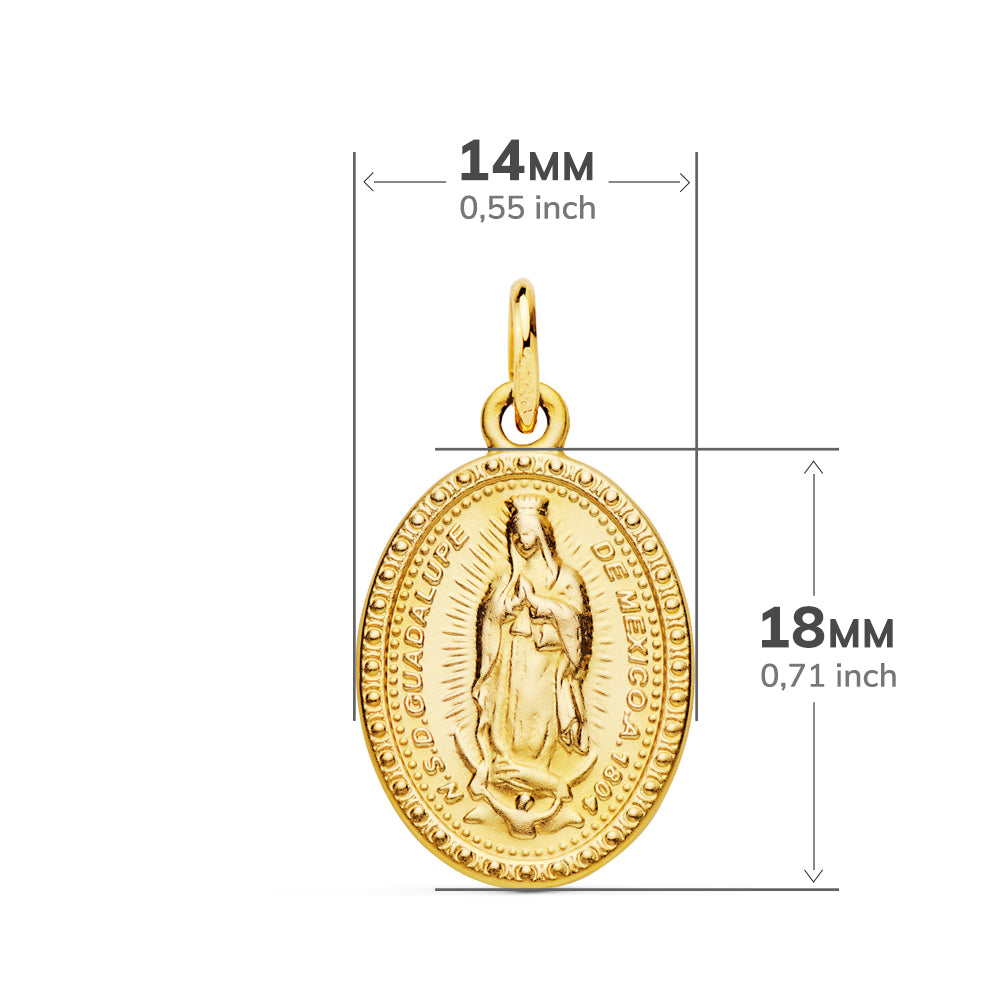 Medalla Escapulario Virgen de Guadalupe Oval 18 x 14 mm de oro amarillo 18K