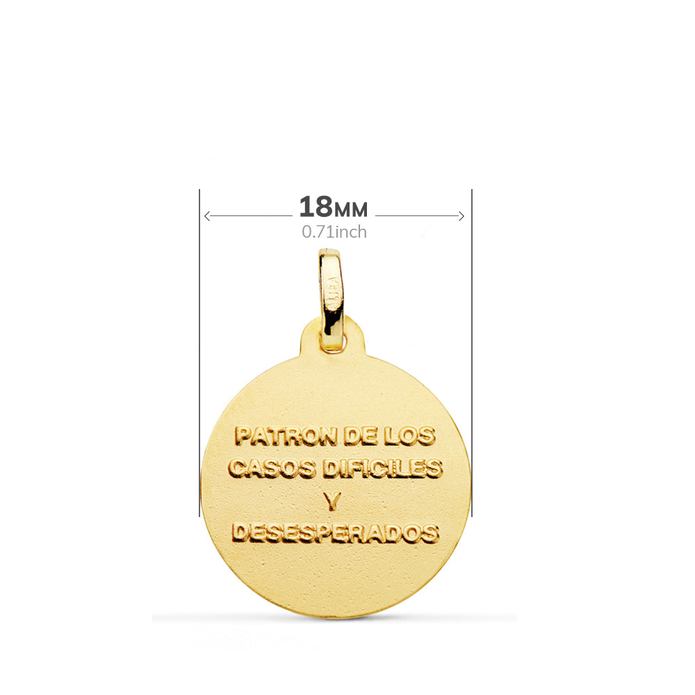 Medalla San Judas Tadeo 18 mm de oro amarillo 18K