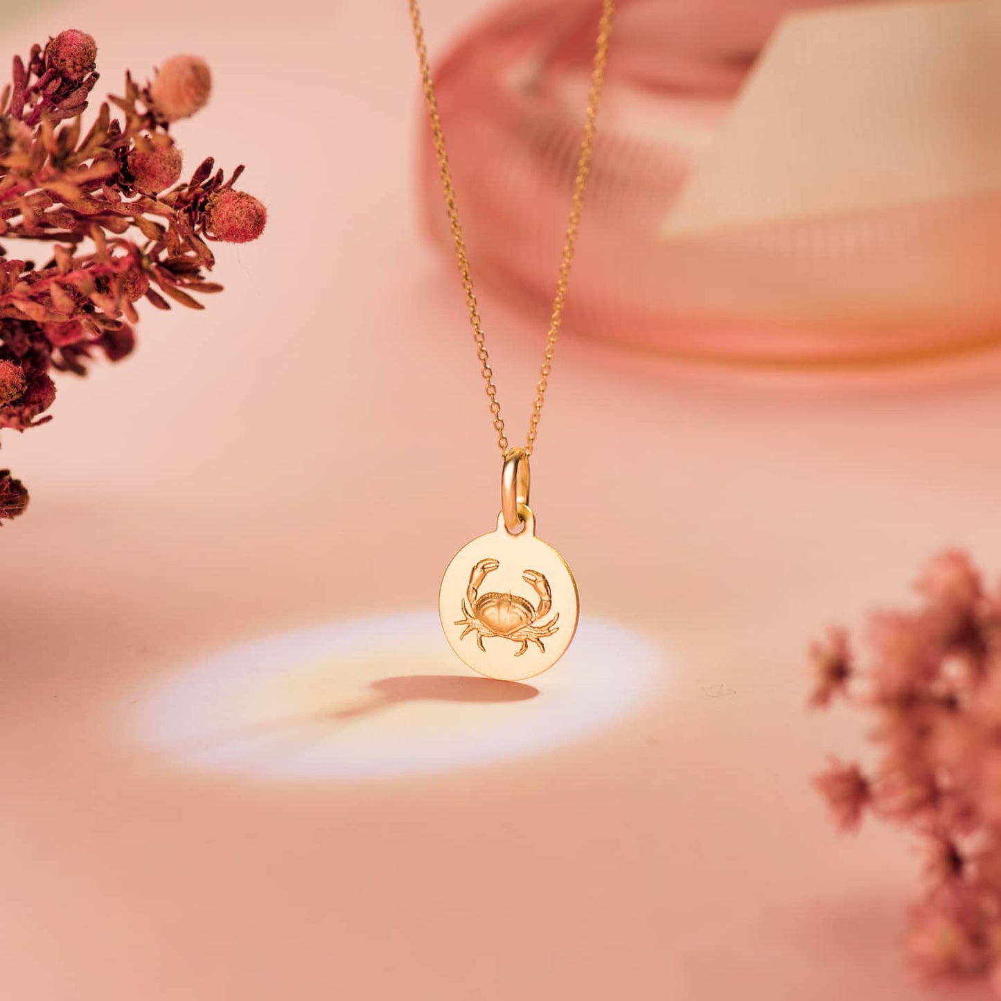 Medalla Horoscopo Cancer Matizada 13 mm de oro amarillo 18K