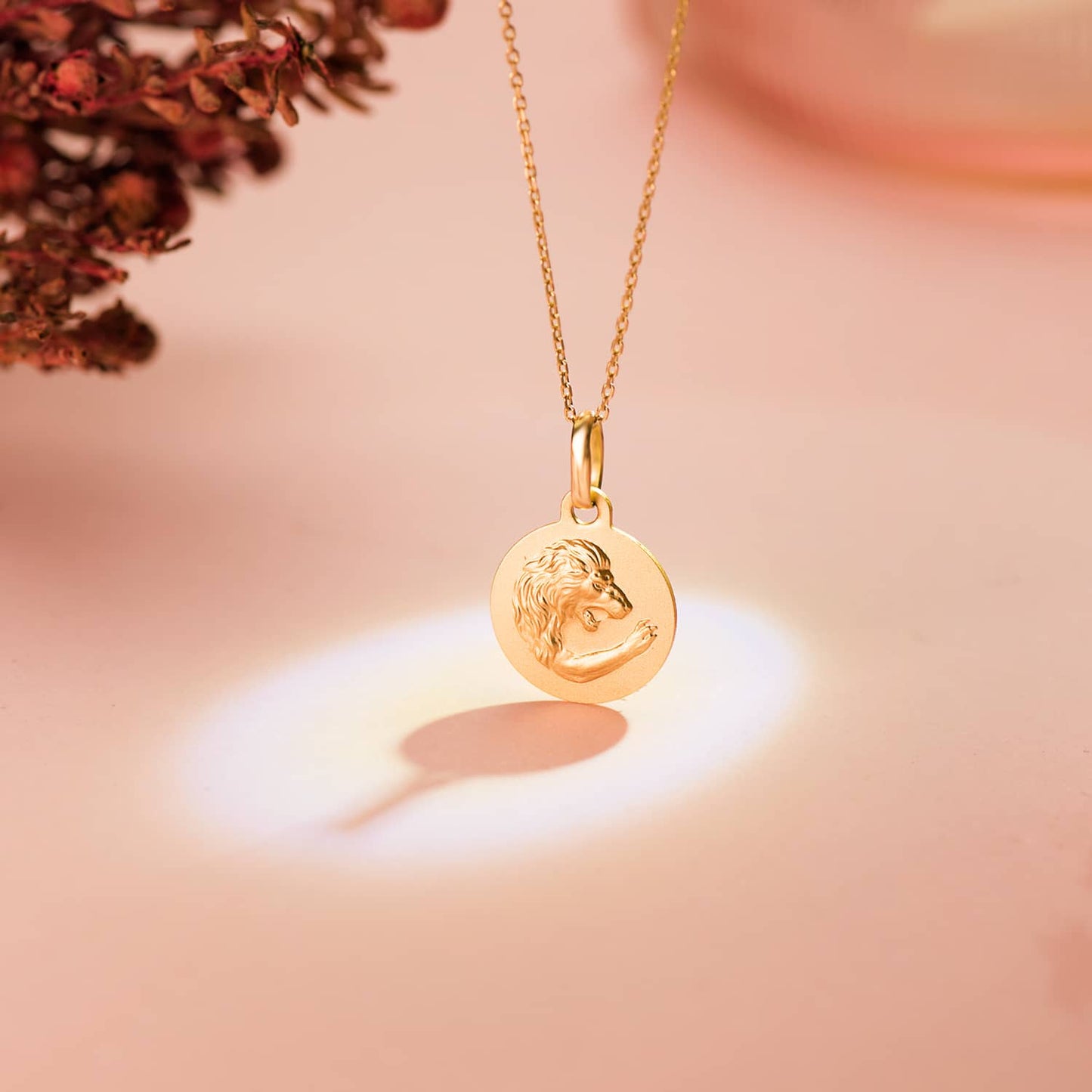 Medalla Horoscopo Leo Matizada 13 mm de oro amarillo 18K