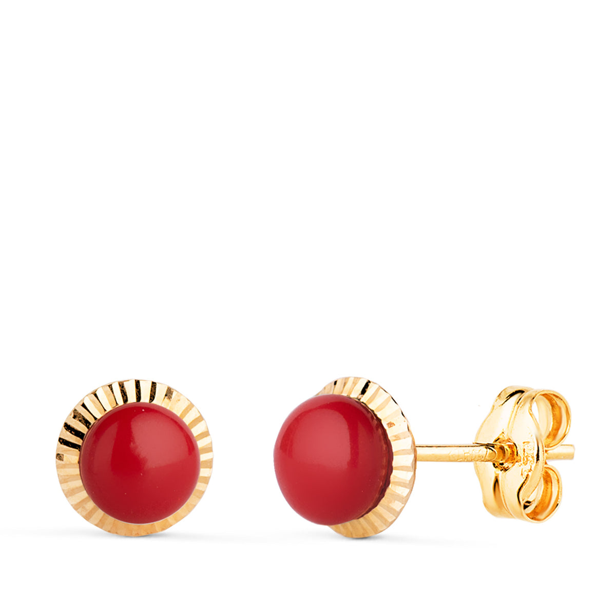 Pendientes Coral Orla Tallada 7 mm de oro amarillo 18K