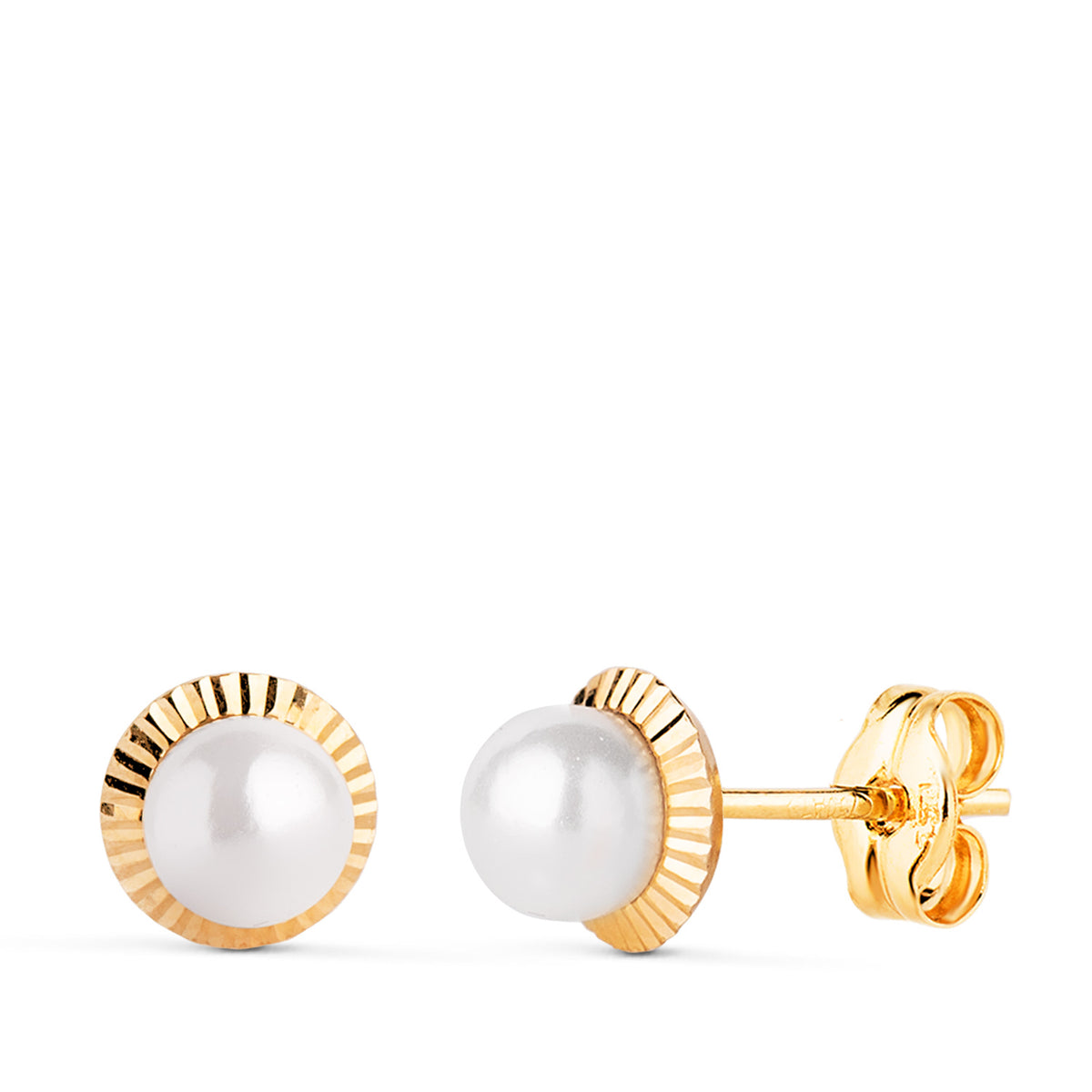 Pendientes Perla Orla Tallada 7 mm de oro amarillo 18K