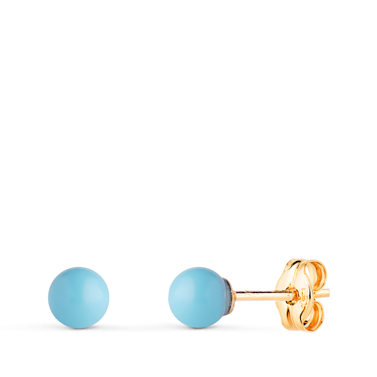 Pendientes Turquesa con Casquilla. Medida: 4 mm. de oro amarillo 18K
