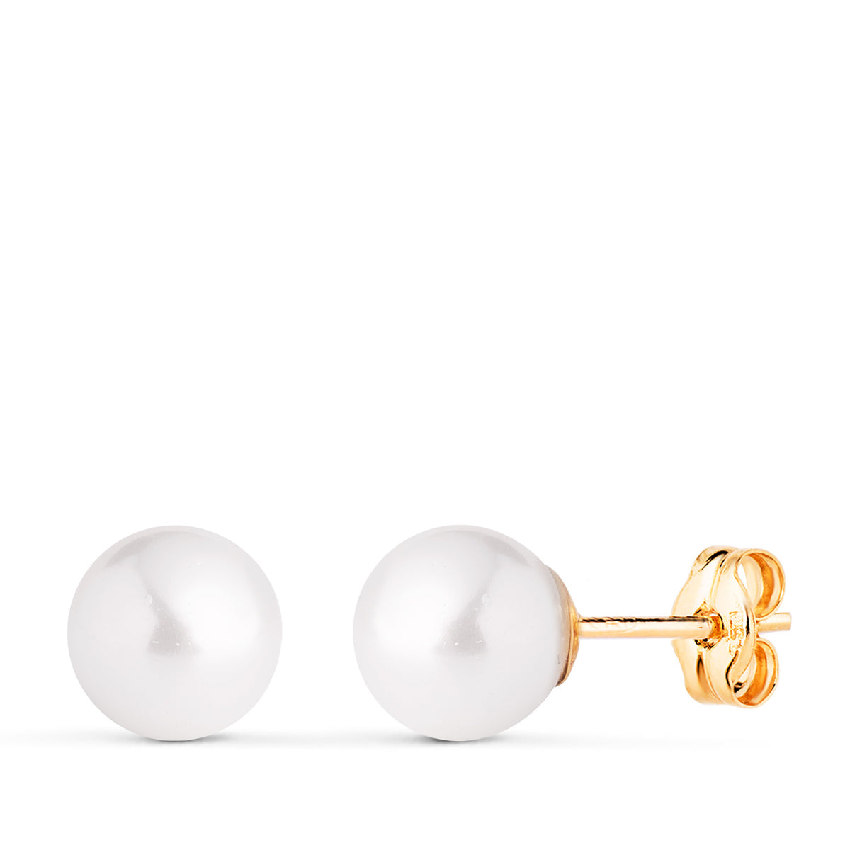 Pendientes Perla con Casquilla. Medida: 7 mm. de oro amarillo 18K