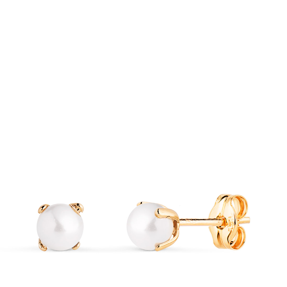 Pendientes Perla con 4 Garras. Medida: 4 mm. de oro amarillo 18K