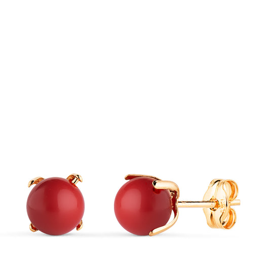 18K PENDIENTES ORO AMARILLO CORAL CON 4 GARRAS. MEDIDA: 6 MM. CIERRE PRESION