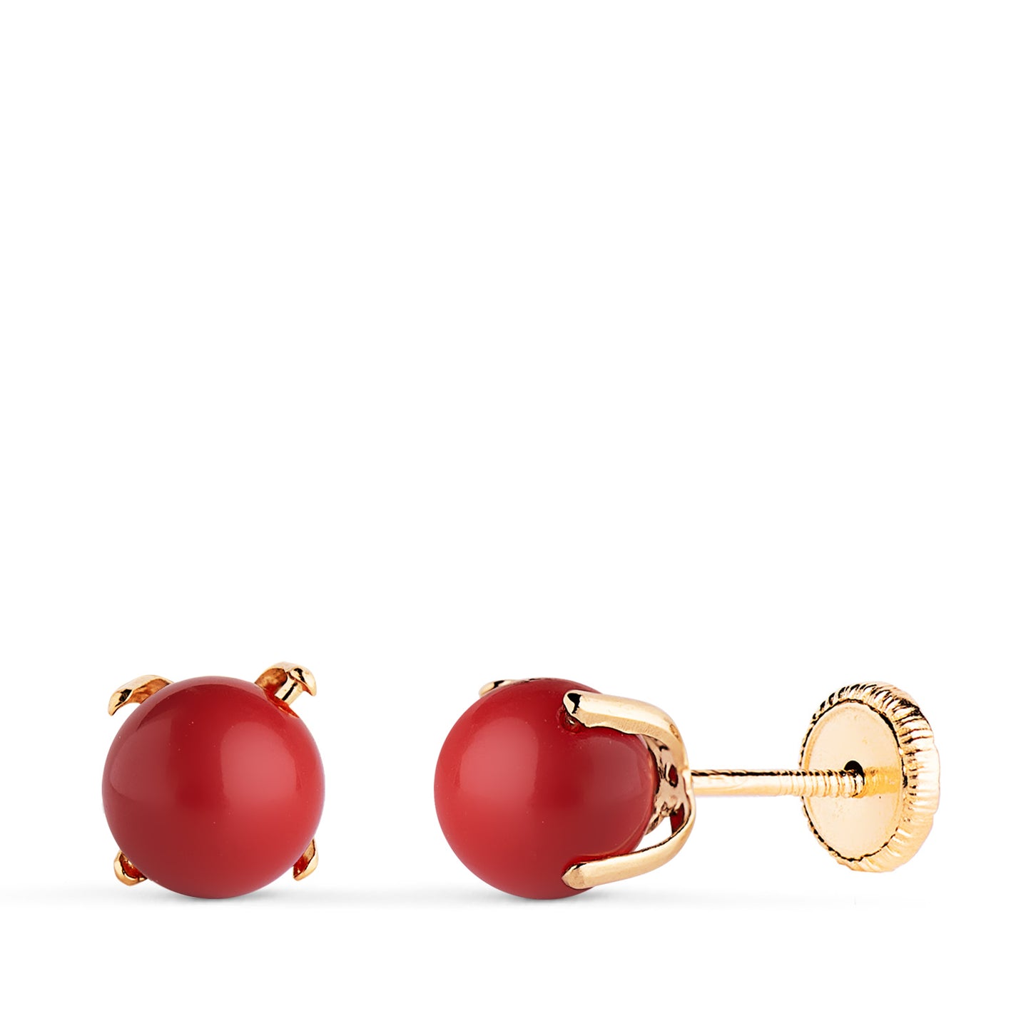 18K PENDIENTES ORO AMARILLO CORAL CON 4 GARRAS. MEDIDA: 6 MM. CIERRE TUERCA