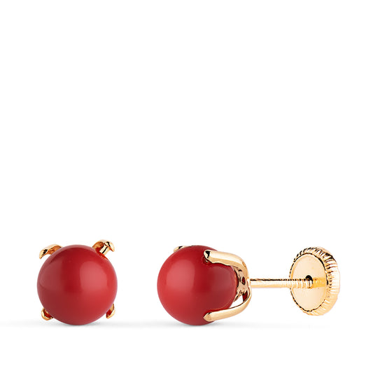 18K PENDIENTES ORO AMARILLO CORAL CON 4 GARRAS. MEDIDA: 6 MM. CIERRE TUERCA