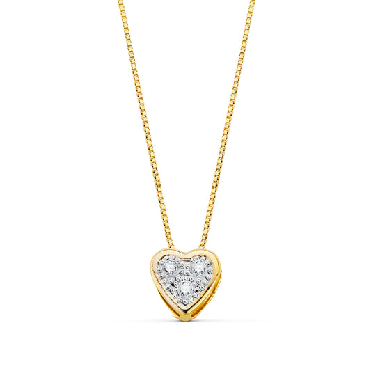 18K COLLAR ORO BICOLOR CORAZON CON CIRCONITAS 5MM CADENA 42 CM