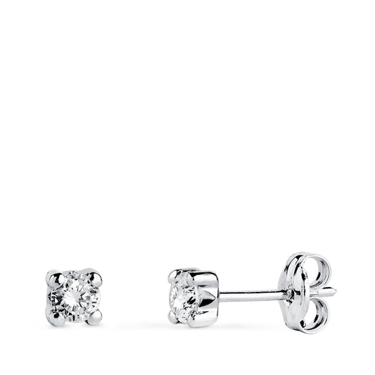 18K PENDIENTES ORO BLANCO CIRCONITA 3MM CON 4 GARRAS. ANCHO: 3,5 MM. CIERRE PRESION