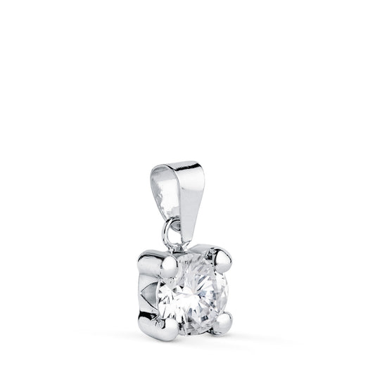 Colgante con Circonita 6 mm con 4 Garras. Ancho: 6,5 mm. de oro blanco 18K