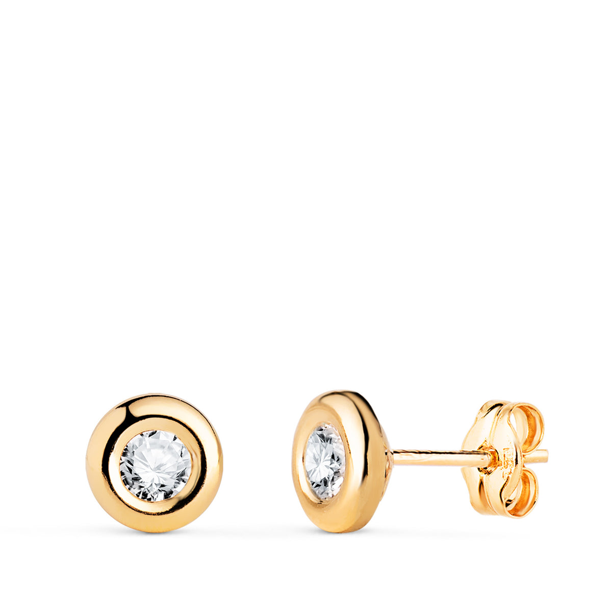 Pendientes Chaton con Circonita. Medida: 5,5 mm. de oro amarillo 18K