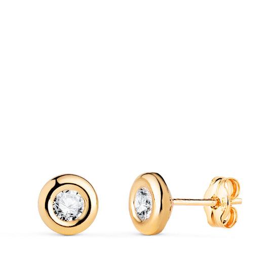 Pendientes Chaton con Circonita. Medida: 5,5 mm. de oro amarillo 18K