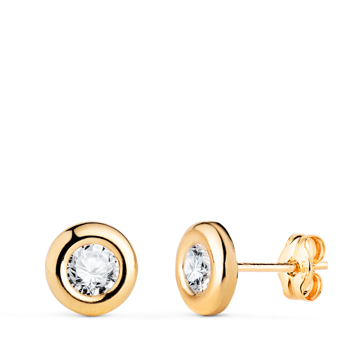 Pendientes Chaton con Circonita. Medida: 7 mm. de oro amarillo 18K