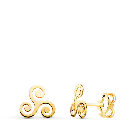 Pendientes Trisquel Brillo 7 x 7 mm. de oro amarillo 18K