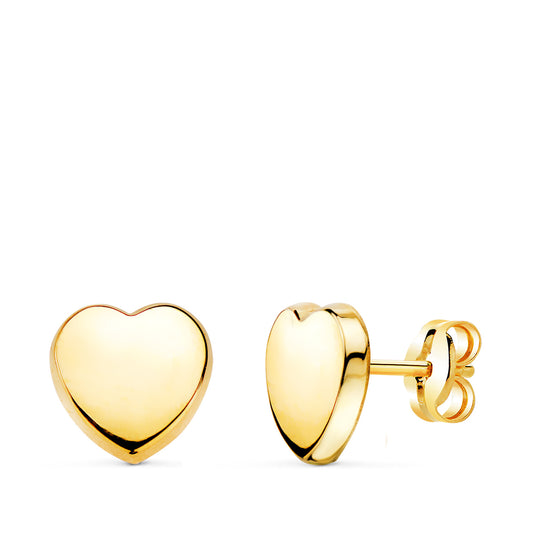 Pendientes con Corazon Brillo 8 x 8 mm. de oro amarillo 18K