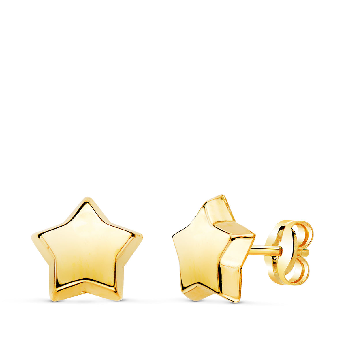 Pendientes Estrella Lisa 8 x 8 mm. de oro amarillo 18K