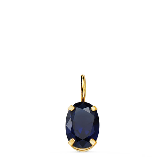 Colgante Oval Piedra Color Azul 7 x 5 mm. de oro amarillo 18K
