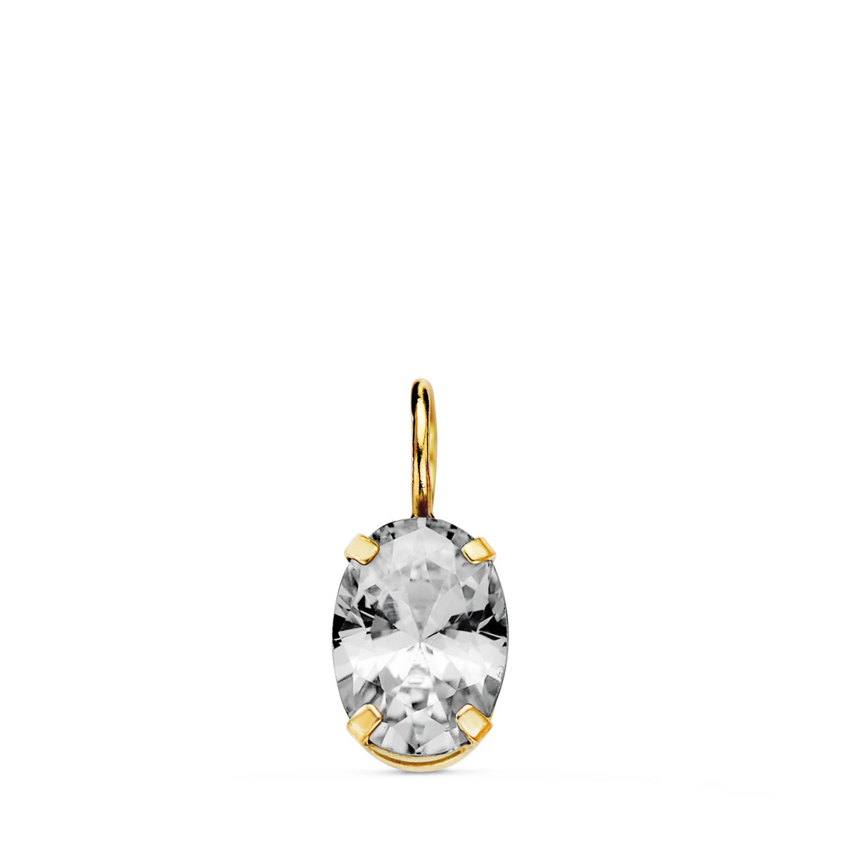 Colgante circonita Oval con 4 Garras. Medida: 7 x 5 mm de oro amarillo 18K