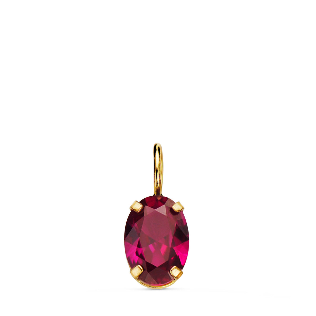Colgante Oval Piedra Color Rojo 7 x 5 mm. de oro amarillo 18K
