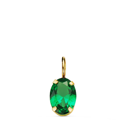 Colgante Oval Piedra Color Verde 7 x 5 mm. de oro amarillo 18K