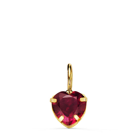 Colgante Corazon Piedra Color Rojo 6 x 6 mm. de oro amarillo 18K