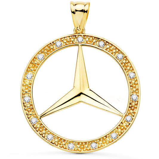 Medalla Estrella con Cerco y Circonita 35 mm de oro amarillo 18K