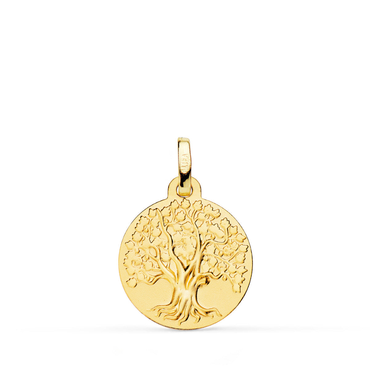 Medalla Arbol de la Vida Matizada 16 mm de oro amarillo 18K