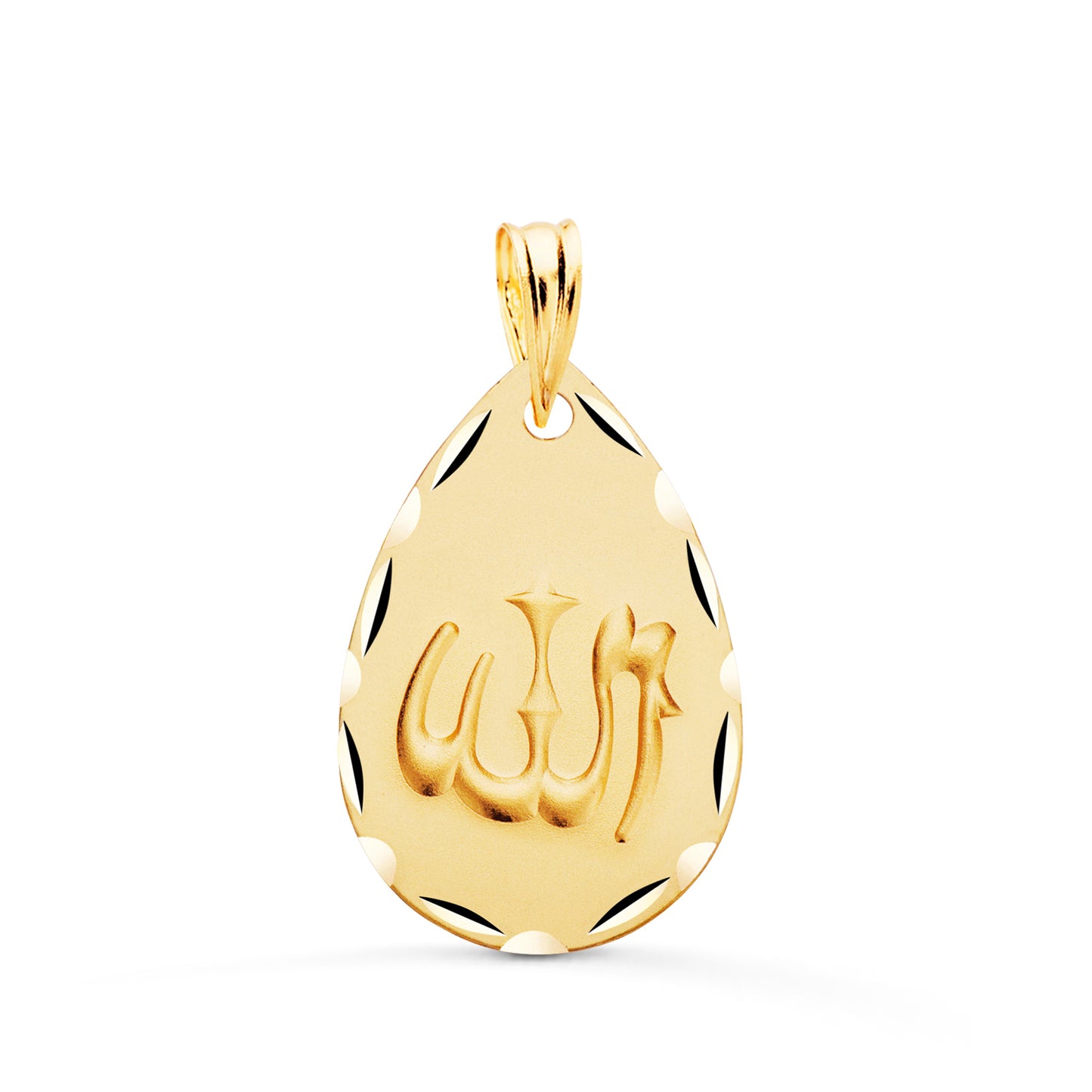 18K MEDALLA ORO AMARILLO ALA ES GRANDE OVAL TALLADA Y MATIZADA 22X14 MM