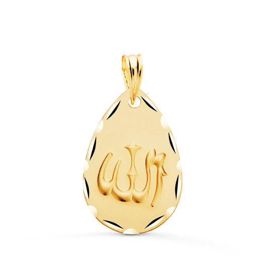 Medalla Ala Es Grande Oval Tallada y Matizada 22 x 14 mm de oro amarillo 18K