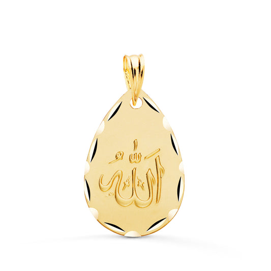 Medalla Ala Es Grande Oval Tallada y Matizada 22 x 14 mm de oro amarillo 18K