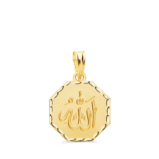 Medalla Ala Es Grande Octogono Tallada y Matizada 15 x 15 mm de oro amarillo 18K