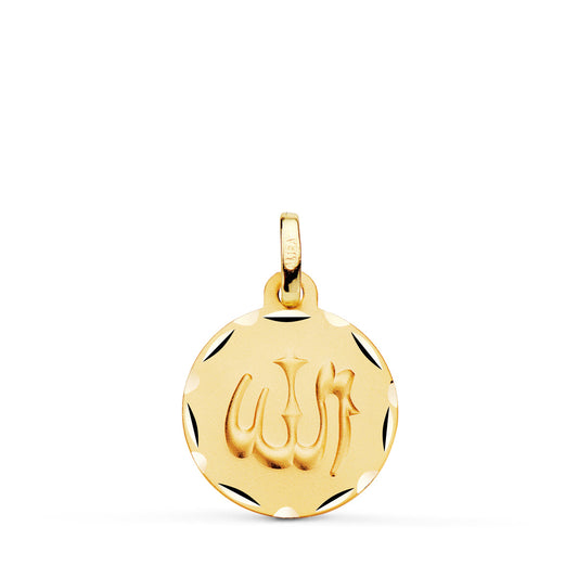Medalla Ala Es Grande Tallada y Matizada 16 mm de oro amarillo 18K