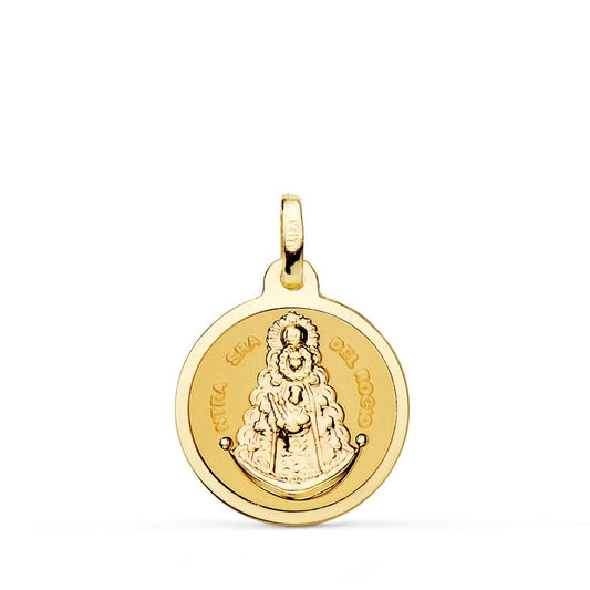 18K MEDALLA ORO AMARILLO VIRGEN DEL ROCIO BRILLO 18 MM