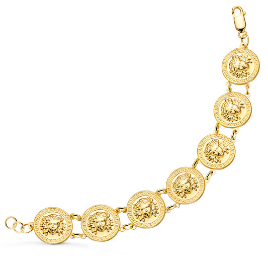 Pulsera con Medusas Redondas en Brillo 20 mm Largo 21,5 cm de oro amarillo 18K