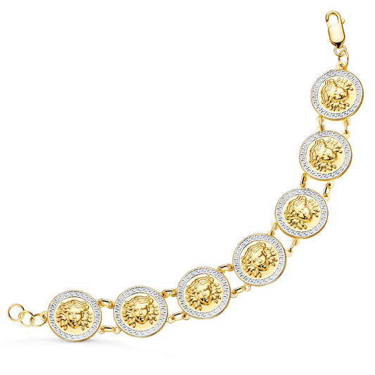 Pulsera Bicolor con Medusas Redondas en Brillo 20 mm Largo 21,5 cm 18K