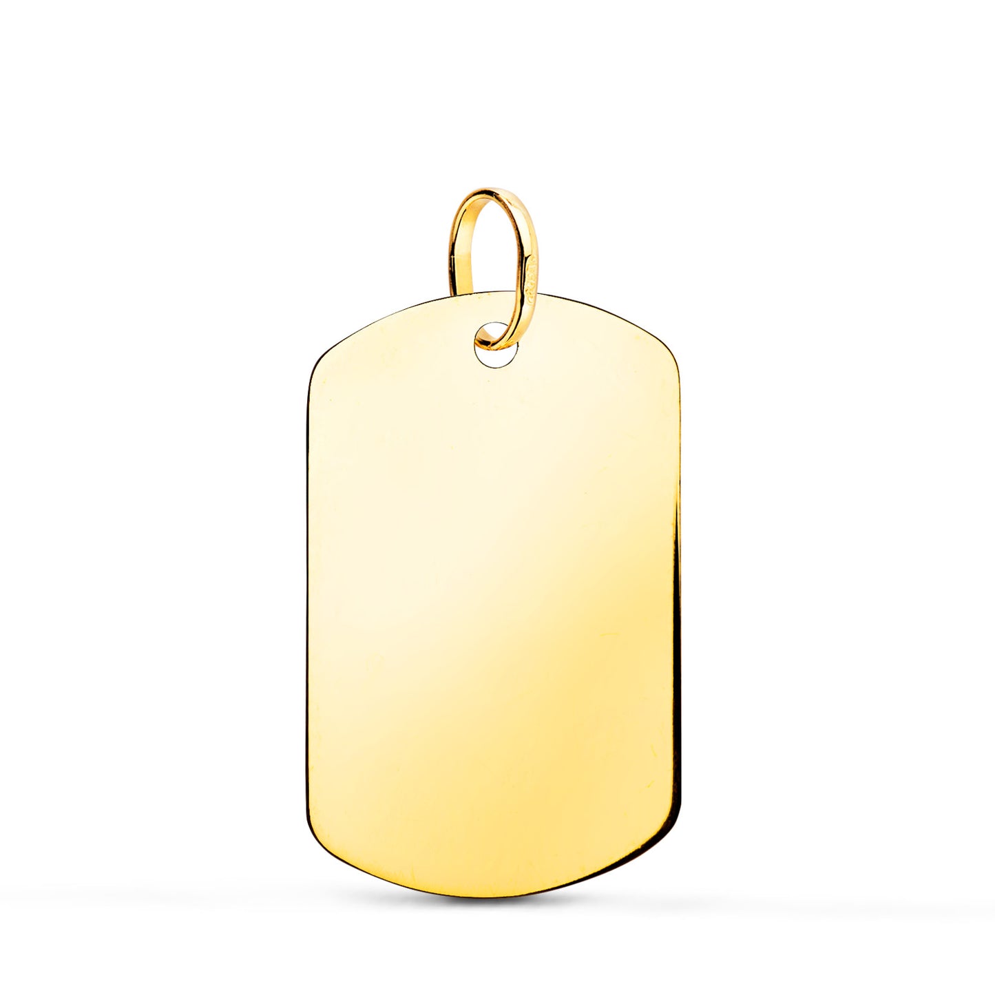 18K CHAPA ORO AMARILLO MILITAR RECTANGULAR EN BRILLO. 24 X 16 MM