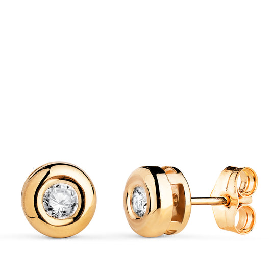 Pendientes Diamantes Laboratorio 3,40 mm 0,300 Qts Vs2-g. Medida: 7 x 7 mm. de oro amarillo 18K