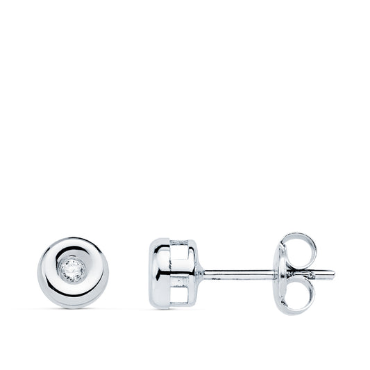 Pendientes Chaton Diamantes Laboratorio 0,030 Qts Vs2-g. Medida: 4,8 x 4,8 mm. de oro blanco 18K