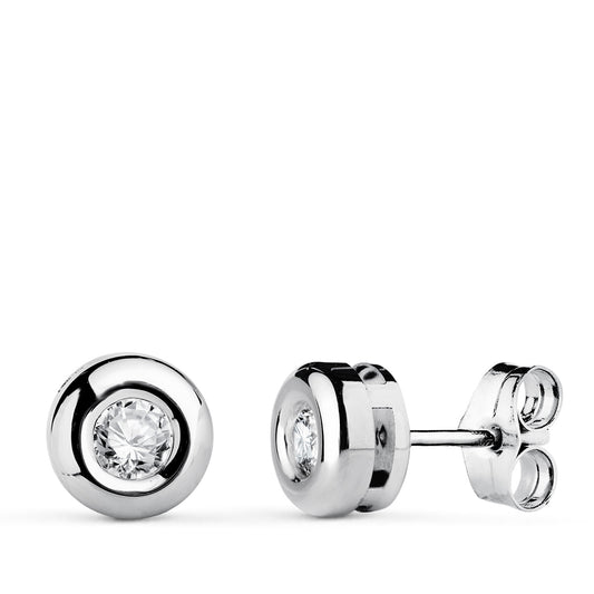 Pendientes Diamantes Laboratorio 3,40 mm 0,300 Qts Vs2-g. Medida: 7 x 7 mm. de oro blanco 18K