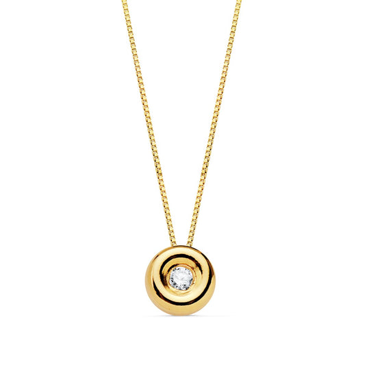 18K GARGANTILLA ORO AMARILLO CHATON 4,85 MM DIAMANTE 1.50MM 0,015 QTS. G-VS2 CADENA 42CM