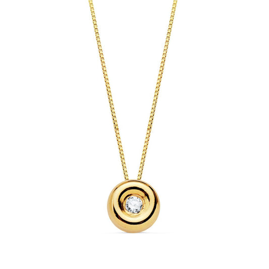 18K GARGANTILLA ORO AMARILLO CHATON 5,5 MM DIAMANTE 1.70MM 0,020 QTS. G-VS2. CADENA 42CM