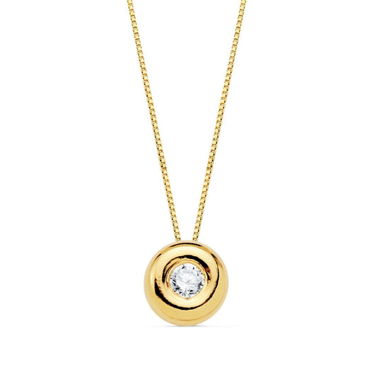 18K GARGANTILLA ORO AMARILLO CHATON 6 MM DIAMANTE 2.20MM 0,050 QTS. G-VS2. CADENA 42CM
