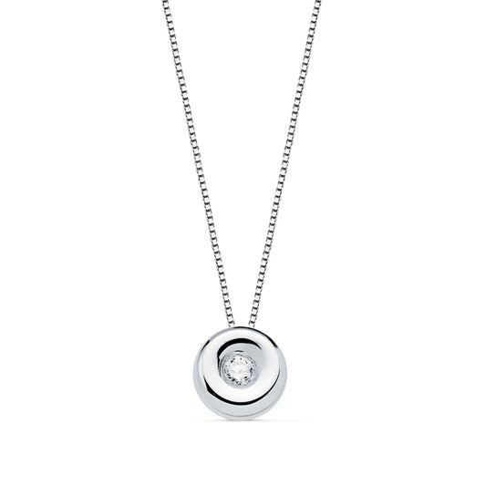 18K GARGANTILLA ORO BLANCO CHATON 4,85 MM DIAMANTE 1.50MM 0,015 QTS. G-VS2 CADENA 42CM